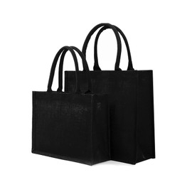 ITODA Large Jute Tote Bags Reusable Burlap Grocery Shopper Bags with Strong Handles Blank Carrier Bags for Shopping, Bridesmaid Wedding, Travel Medium-Size(36×32×14cm)