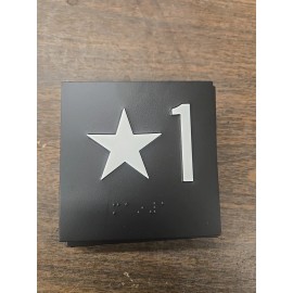 Buildingsigns.com Star 1 - Elevator Jamb Plate Sign with Braille and Raised (black, white 4x4)