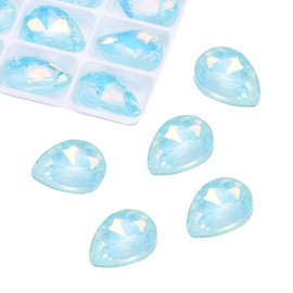 MECCANIXITY Tear Drop Rhinestones for Jewelry Making DIY for Nails Pointed Back Rhinestones Setting Crystals Stone for Crafts, Jewelry Making, Nail Arts, Shoes Lake Blue 112 Pcs