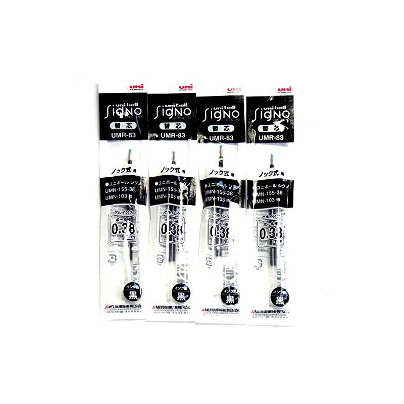 Uni Signo RT1 Gel Ballpoint Pen Black Ink Refills, 0.38mm,