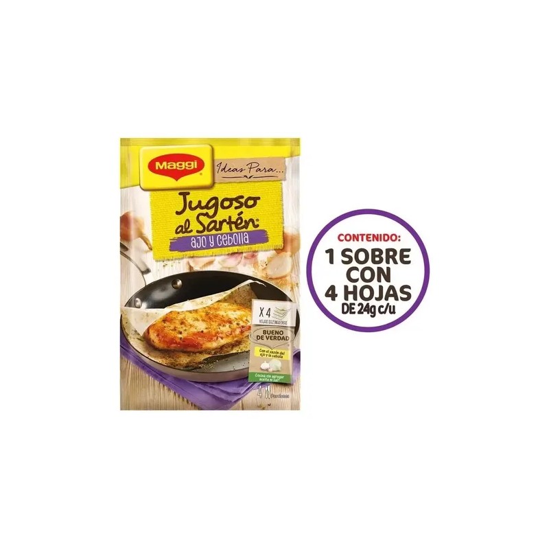 Hoja Sazonadora Maggi Jugoso Al Sartén Ajo Y Cebolla 23.4g