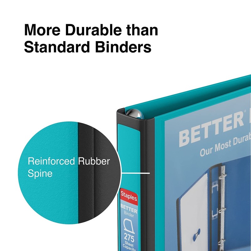 Staples Better 1-Inch, 3-Ring View Binder, Holds up to 275