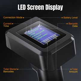Tera Pro 1D 2D QR Wireless Barcode Scanner with Display Screen Battery Level Indicator Time Display Works with Bluetooth with Charging Cradle Base for Warehouse Supermarket Library HW0006 Pro