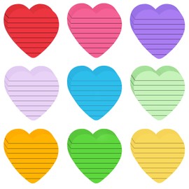 18 Pack/900 Sheets Lined Sticky Notes Post with Lines, Colorful Heart Shape Super Sticking Power Memo Pads, Removable Self Stick Notes Pad for Office, Home, School, Meeting (3" X 3", 9Colors)