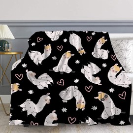 Llama Blanket, Llama Gifts for Kids, Soft Blanket for Boys Girls Room Decor, Alpaca Cozy Throw Blankets Christmas Birthday Gifts for Toddlers Teens Couch Bed 60" X 50"