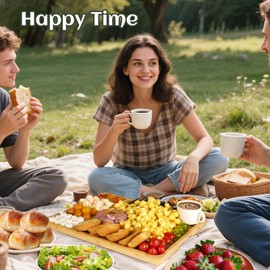 Zenxylo Charcuterie Boards Gift Set:15.7" L x 11.8" W Large Bamboo Cheese Board,Serving Tongs, Spoon & User Manual,Gift Idea for House Warming, Anniversary, Wedding, Birthday