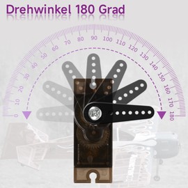 Miuzei Servo Motor Metal Gears 6 Pieces RC 9G Micro Servo 180 Degree Mini Motor for Arduino Model Making Robot Arm Aeroplane 1/10 1/8 Car Boat with Servo Cable Horn