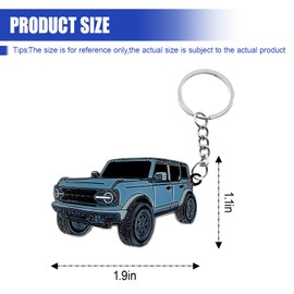 UHANBUT Bronco Car Keychain, Car Fob Cover Cool Mods Accessories, 4-Door Auto Key Fob Holder Compatible with Ford Bronco 2021 2022 2023 (Blue)