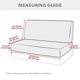 Gollense RV Dinette Cushion Covers, Waterproof Stretch Camper Cushion Covers, Sectional Replacement Bench Seat Cover Set for Travel Trailer Couch - 2 Backrest Cover & 2 Bench Cover (Dark Grey)