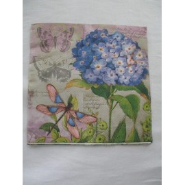 2 DECOUPAGE COCKTAIL NAPKINS: 1 Hydrenga Flower +1 all-over Floral Crafting NEW