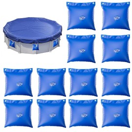 12 Pack Pool Cover Hanging Water Bag,PVC Pool Cover Weights,Winter Water Tube Wall Bags for Above Ground Winter Pool Cover,Heavy Duty Pool Water Bags for Closing Kit,11.8×9.8''