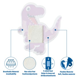 Sinmoe 60 Pcs Kids Dinosaur Bandages Bulk Cute Cartoon Adhesive Bandages Colorful Breathable Protect Scrapes and Cuts for Boys Girls Children Toddlers