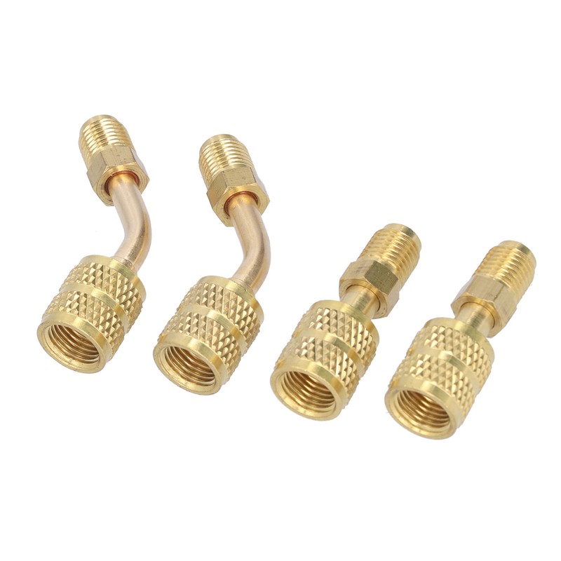 4Pcs 1/4SAE to 5/16SAE Conversion Head Refrigerant Charging Adapter for