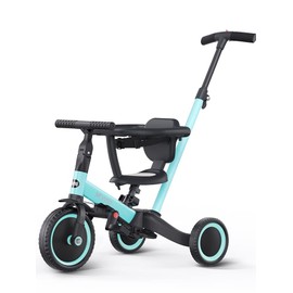 newyoo Toddler Tricycles for 1-3 Year Olds, Toddler Bike, Baby Balance Bike, Christmas and Birthday Gift for Boy and Girl, Trike with Push Handle, Safety Guard, Safety Belt, Blue, TR008