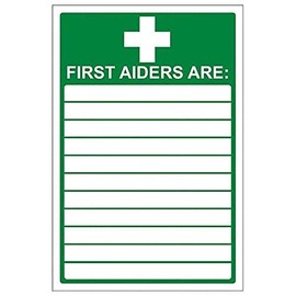V Safety First Aiders Sign - 200mm x 300mm - 2mm Rigid Plastic