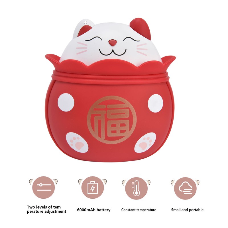 Electric Hand Warmer USB Rechargeable Double Sided Portable Lucky Cat