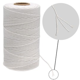 KINGLAKE 200m White Cotton Twine String, 2mm Butchers String Bakers Twine, Cotton Cord Craft String for Kitchen Cooking Meat, Baking, Art Crafts, Wrapping, Gardening