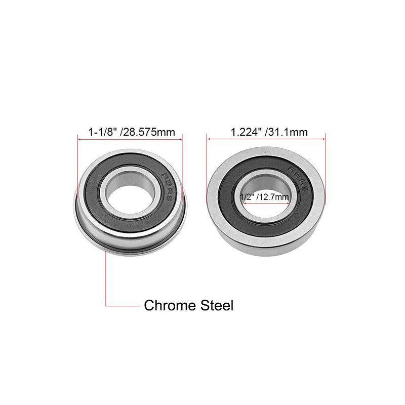 sourcing map Flange Ball Bearing Chrome ABEC-3 Bearing FR8-2RS 2Qty