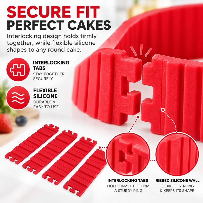 Adjustable Silicone Cake Mold for DIY Baking – 4-Piece Interlocking