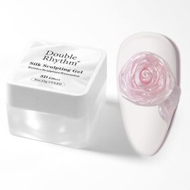 Double Rhythm 3D Nail Gel Pearl Solid Sculpting Gel for Nail Art Non-Sticky Hard Gel for Building Carving Molding Nail Extension Soak Off UV/LED Nail Art Salon Home DIY 0.5 Oz (Light Pink-Silk 03)