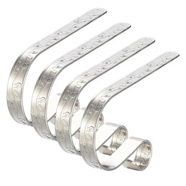 WYAN 4-Piece Christmas Stocking Rack,Mantel,Fireplace Hook,Hanger Metal Hook is Suitable for Christmas Tree, Fireplace, Christmas Party Holiday Decoration (Silver with Floral Pattern)