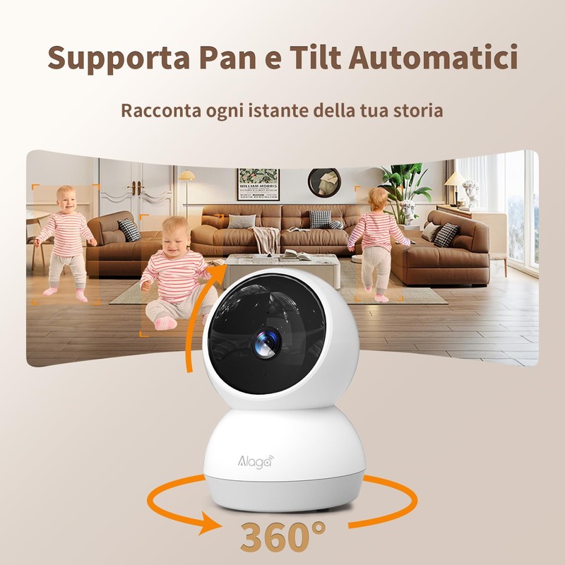 Alaga 2K Indoor Camera with AI Detection for Humans &