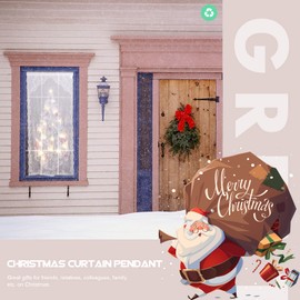 SOLUSTRE 1 Set Illuminated Christmas Tree Curtain Panel Lace Window Door Curtains Christmas Tree Rod Bag Curtains for Holiday Party Home Decorations 102 x 213 cm White