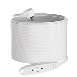 K KASONIC - 25 Feet 3 Outlet Extension Cord with Flat Plug - Triple Extension Wire Grounded Multi Outlet for Indoor Use, UL Listed 16/3 SPT-3, 13 Amp - 125V - 1625 Watts, 1 Pack, White