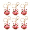 6pcs Lion Dance Keychains Cute Funny Rust Prevention Rhinestone Keychain