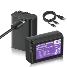 Mspalocell NP-FW50 Battery,ZV-E10 2 Pack,2250mAh a6400 Battery USB-C Fast Charging for A7S II / A7R II/ZV-E10, A7S, A7R, A6500, A6300, A5000, A5100, A6000, RX10-4330