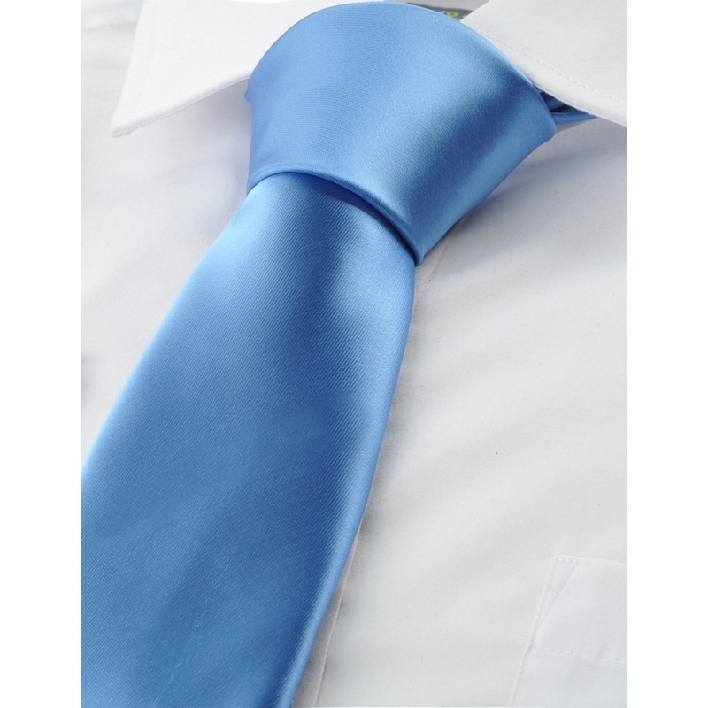 KissTies Mens Blue Solid Satin Tie Necktie Wedding Ties +
