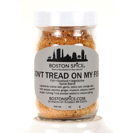 Boston Spice Don't Tread On My Fish Handmade Gourmet Seafood Dry Rub Blend Cod Haddock Salmon Halibut Swordfish Shrimp Bass Trout Grilled Grill Bake Baked BBQ Barbecue Grilling 1/2C Jar 3oz/86g