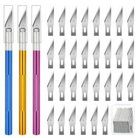3 PCS Exacto Knife, Hobby Knife, Craft Knives with 30 PCS Spare Exacto Knife Blades(#11),Profession Craft Knifes for Crafts, Arts, Modeling, Scrapbooking, Stencil By XEKIGU, AK0103