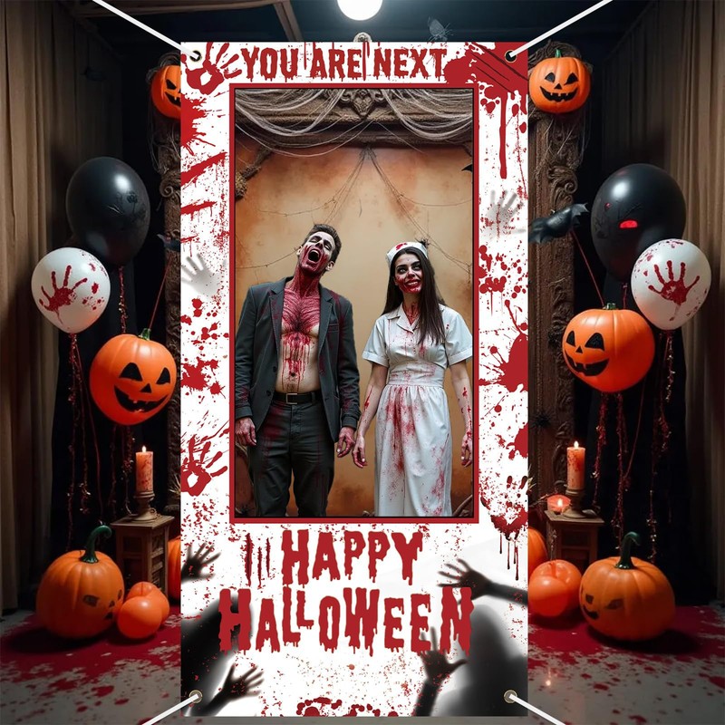 Halloween Decorations Photo Booth Props Bloody Handprint Spooky Blood Drip