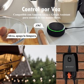 Enchufe inteligente para exteriores TECHWOLF, Wi-Fi 2.4 GHz, 2 tomas independientes, IP55 resistente al agua, Tuya/Smart Life, temporizador + cuenta regresiva, compatible con Alexa y Google Home