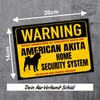 American Akita Inu Dog Sign Warning Security System Door Sign