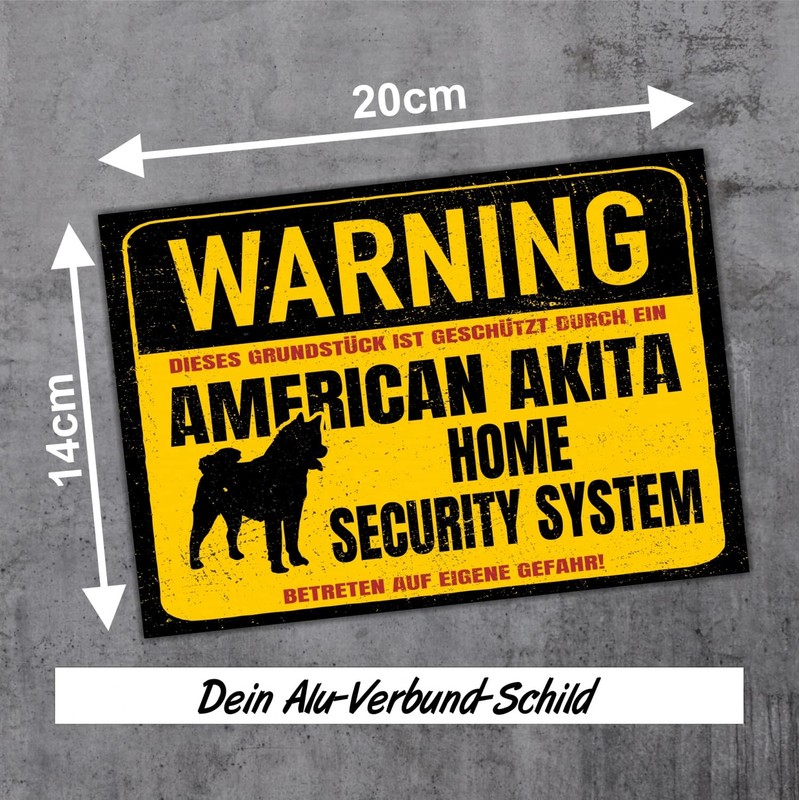 American Akita Inu Dog Sign Warning Security System Door Sign