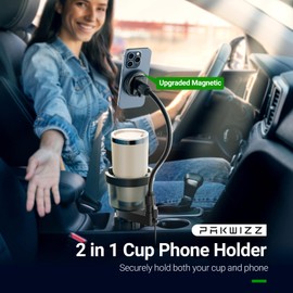 Upgraded Cup Holder Phone Holder for Car, 2-in-1 Cup Holder Phone Mount for MagSafe, Innovative Car Cup Holder Expander with 360° Rotation Magnetic Phone Mount for All Smartphones