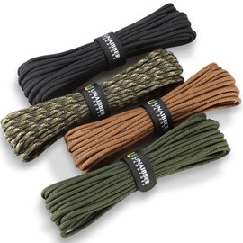 Unaibber 40 m Paracord 4 mm, Pack of 4 x 33 ft, Paracord Cords Rope, 7 Core Strands, Paracord Made of Tear-Resistant 100% Nylon Rope, Type III Paracord Holds up to 250 kg for Survival Camping, Total