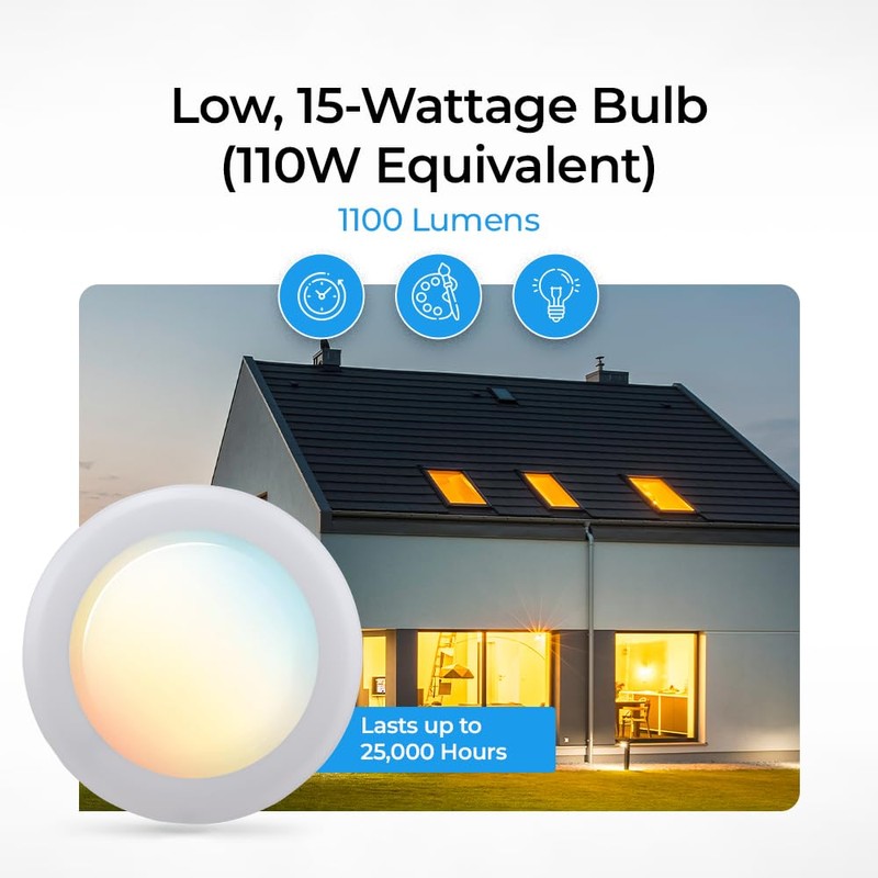 Bluex Bulbs 2 Pack 5/6 Inch LED Disk Lights 5CCT