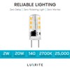 LUXRITE G8 LED Bulb 20W Equivalent, 120V, 2700K Warm White,