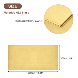 sourcing map Brass Sheet, 12" x 6" Metal Sheets 0.03" Thickness H62 Brass Plates for DIY Crafts, Electrical, Repairs, Industry