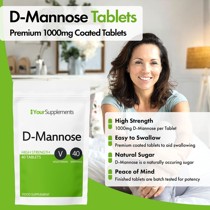 D-Mannose Tablets 1000mg | Easy Swallow Coated Tablets | 40