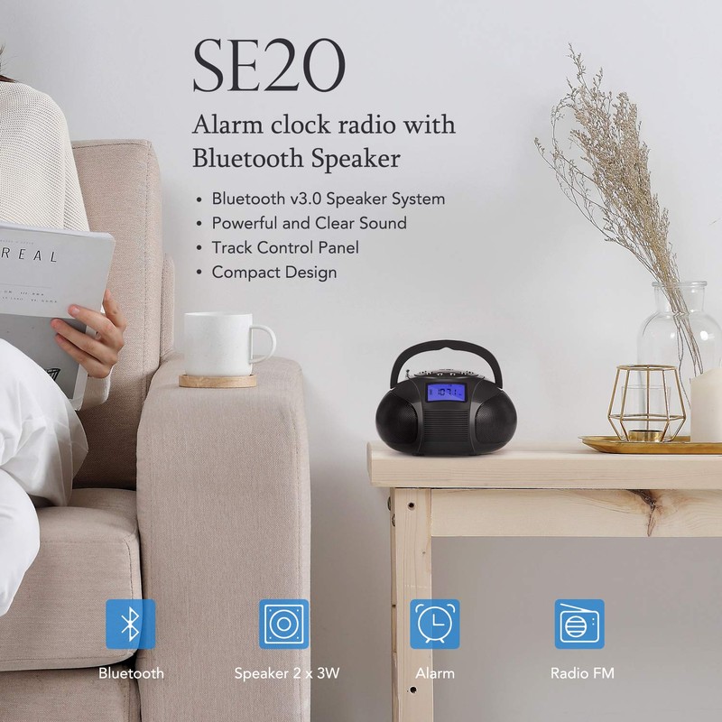 August SE20 - Mini Bluetooth MP3 Stereo - Portable Radio