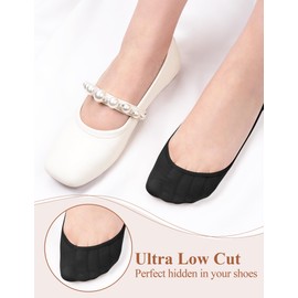 Becellen 4 Pairs of Women's No Show Ballerina Socks with Foot Padding Breathable Half Socks for Sling Back Heels, black