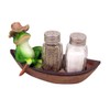 Croak Creek Canoe Resin Frog in Canoe Figurine with Glass