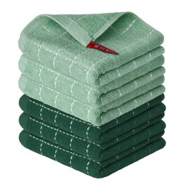 Artoid Mode - Juego de 6 paños de cocina de rizo de algodón verde oscuro, 12 x 12 pulgadas, suaves, absorbentes, de secado rápido, limpieza de trapos de cocina