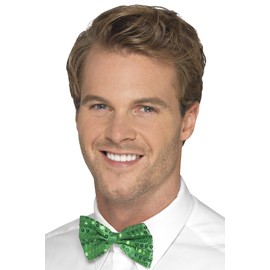 Smiffys Sequin Bow Tie, Green , Party & Carnival Fancy Dress, Comedy Dress Up Accessories