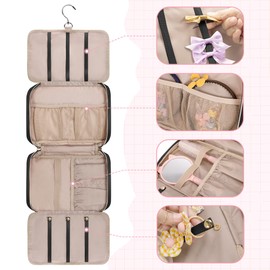 Fasrom Hair Accessories Organizer for Girls, Hanging Hair Bow Storage Bag for Kids Hair Clips, Headband, Hair Ties and Scrunchies Holder, Black (Empty Bag)