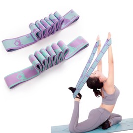 Yoga Stretching Band, Pack of 2 Yoga Stretch Strap with 8 Loops, Yoga Stretching Strap, Highly Elastic Gymnastics Band for Pilates, Dance, Gymnastics, Effective Stretching